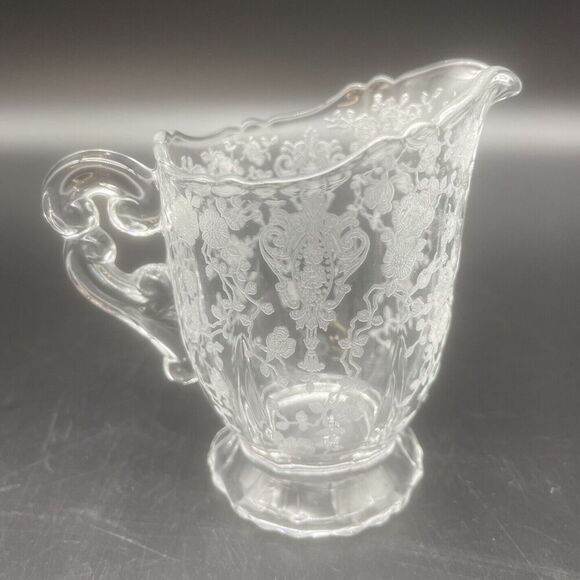 VTG Cambridge Rose Point Etched Creamer & Open Sugar Bowl Elegant Set - Picture 10 of 13